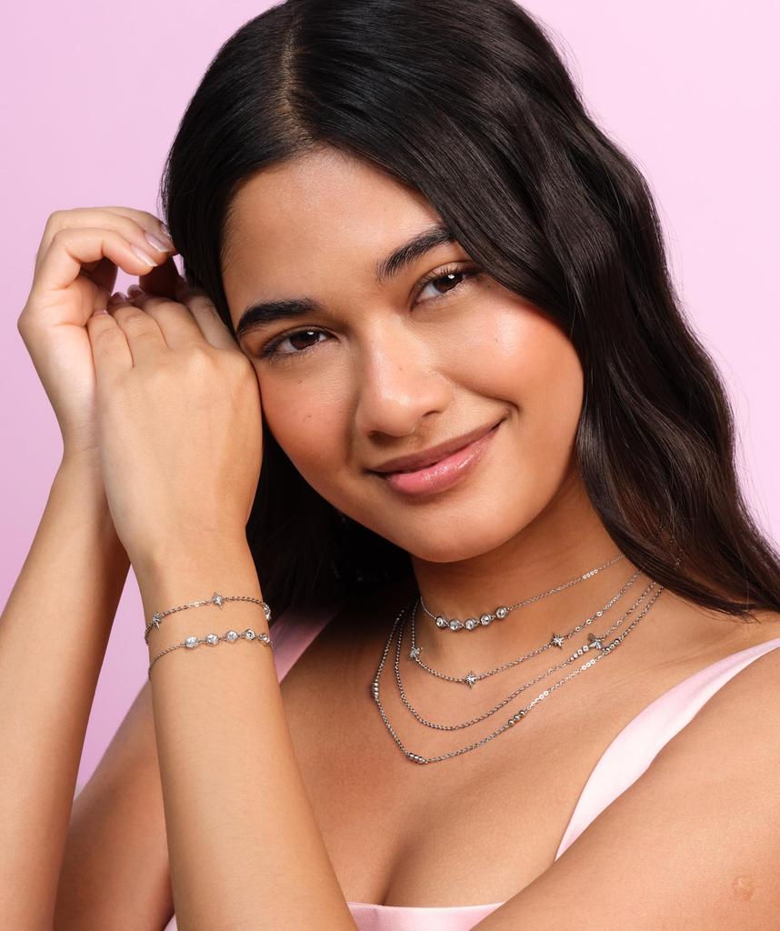 Olivia Burton Trend Ever Stacked Crystal Silver Bracelet Women's (24100347)