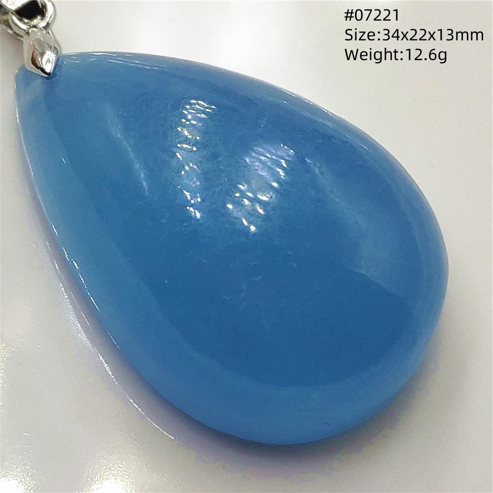Natural Blue Aquamarine Oval Pendant Jewelry For Women Men Dark Aquamarine Necklace Fashion Brazil AAAAAA