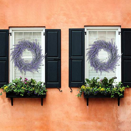 18 Inch Artificial Lavender Wreath for Front Door Summer Spring Purple Lavender Floral Wreath for Outdoor Indoor Wall Home Farmhouse Wedding Decor