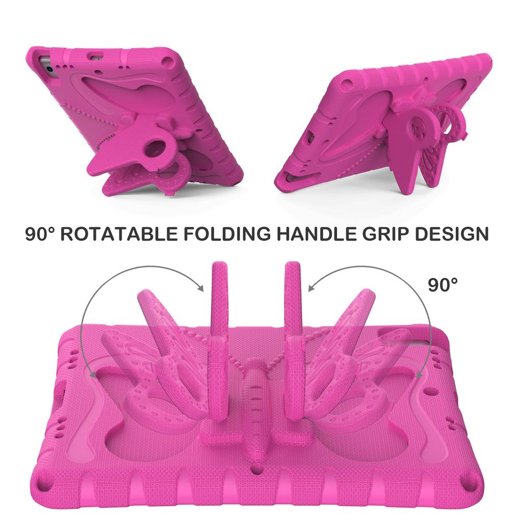 For iPad 10.2 (2021)/(2020)/(2019)/iPad Air 10.5 inch (2019) Case Butterfly Kickstand EVA Tablet Cover with Lanyard