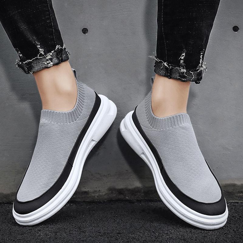 Shoes men's spring and summer new socks mouth sports shoes breathable one pedal men's shoes casual board shoes