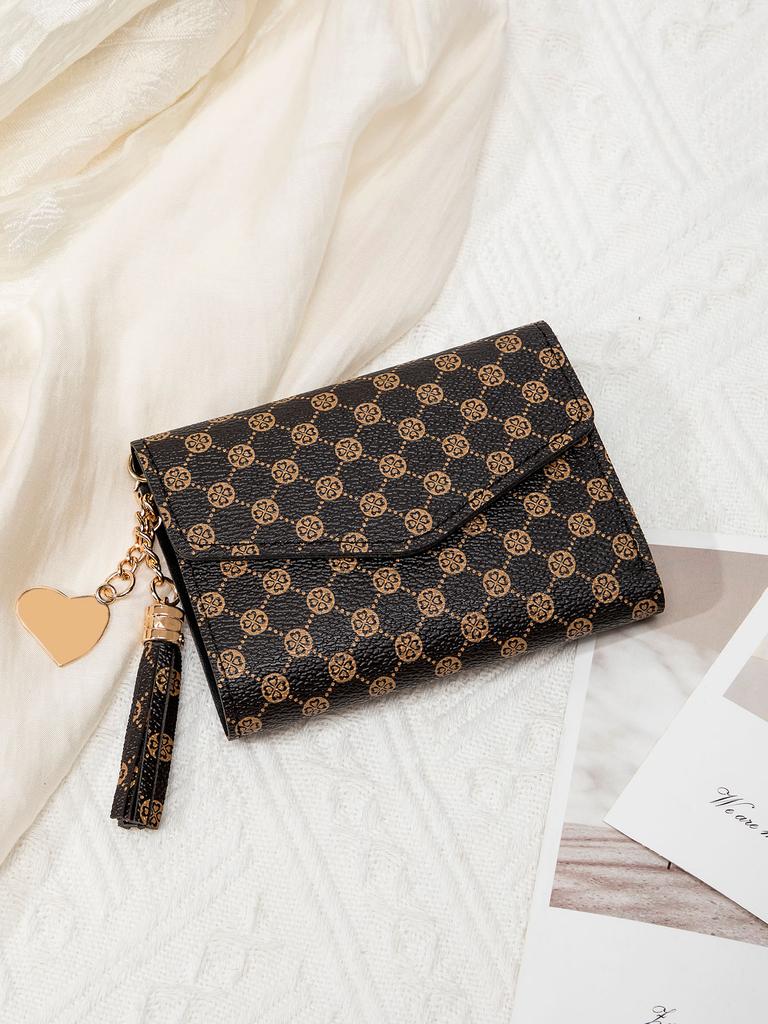 New Women's Chic Retro Card Holder Wallet Fashion Print Multifunctional Short Coin Purse PU Portable Ultra-thin Small Wallet