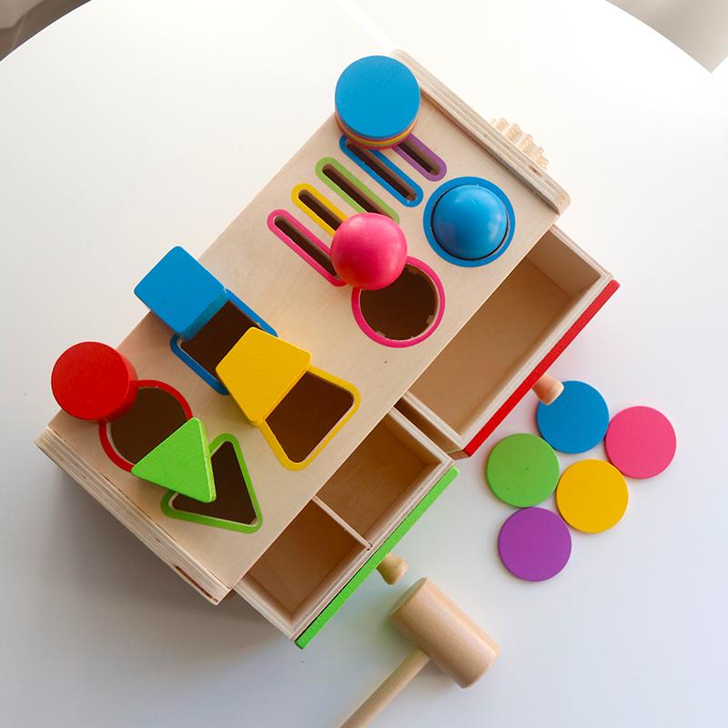 Montessori Wooden Sorting Stacking Toy for Kids Drawer Box Busy Board Matching Game Color Shape Sorting Toys Fine Motor Sensory