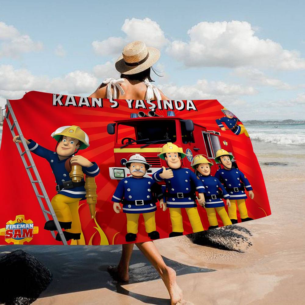 British Animated F-Fireman Sam Beach Towel Colorful Bath Towels For Girl Quick Dry Custom Sand Free Beach Yoga Spa Gym Pool