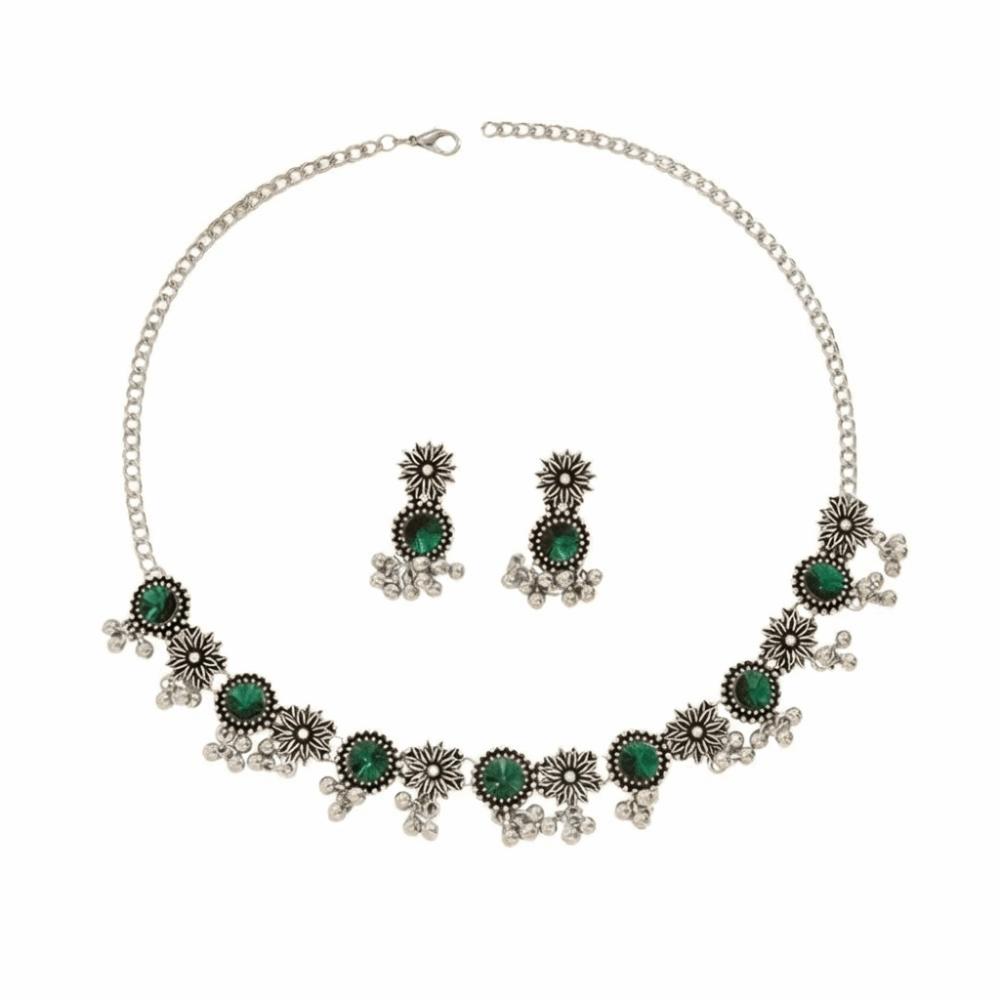 Rhinestone Necklace Earrings Set Pendant Women Jewelry Set Elegant Tassel Jewelry Set  Wedding