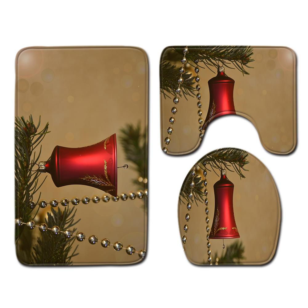 Christmas Bathroom Floor Mat Toilet Three-Piece Set