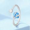 Ring 925 Silver Blue Shell Pearls Ring Valentine's Anniversary Fine Women Gift Accessory Lead-Free