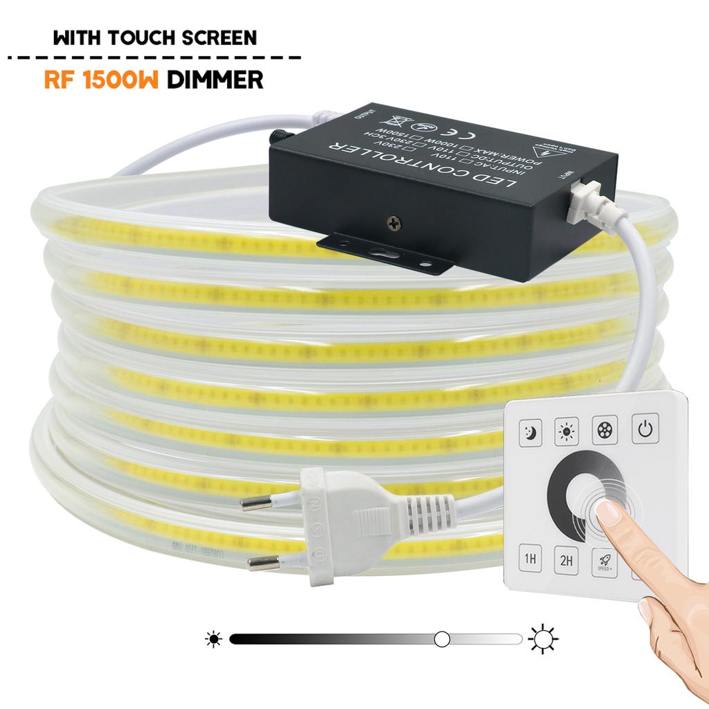 Dimmable COB LED Strip Light 220V EU 288LEDs/m Tuya WiFi Bluetooth IR Flexible Tape Waterproof COB Linear Light Bar 3000K 6000K