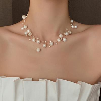Elegant French Light Luxury Pearl Layered Clavicle Necklace - Versatile Niche Design Jewelry for Women