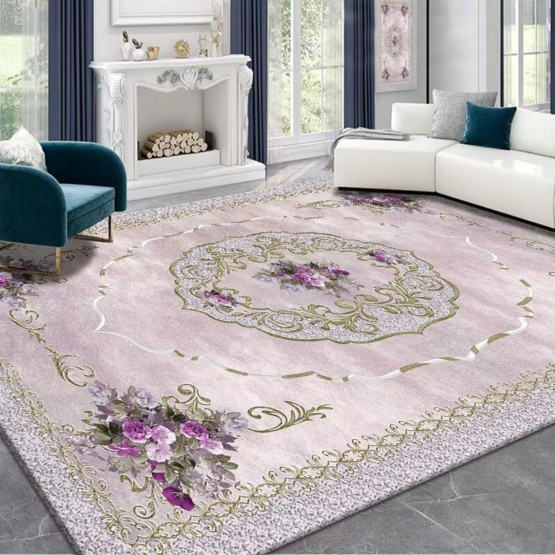 Tappeto Antiscivolo di Alta Gamma per Soggiorno Europeo Rosa Morbido Decorazione per la Casa Tappeto per Comodino in Camera da Letto Facile da Pulire Tappetino per Pavimento del Bagno Morbido