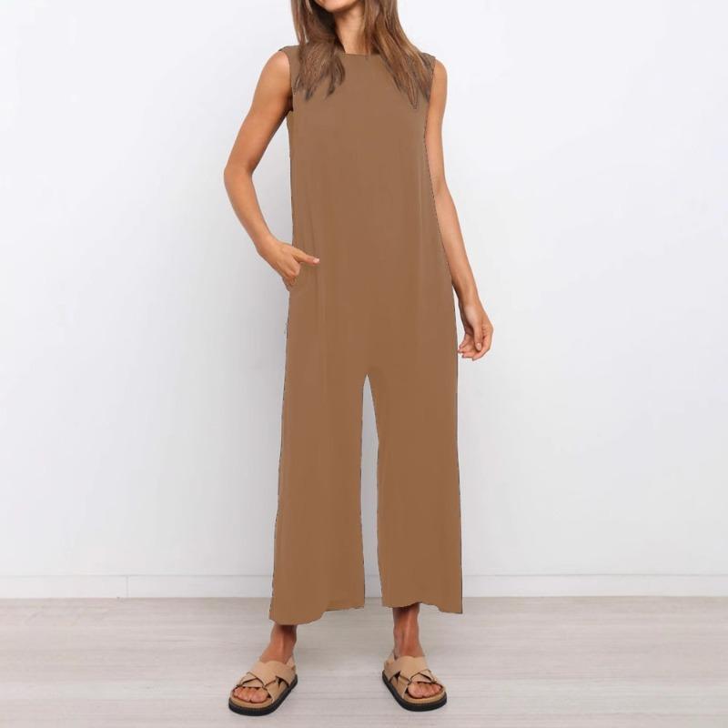 BITCED Women's Fashion Casual Sleeveless O-Neck Pants Suits