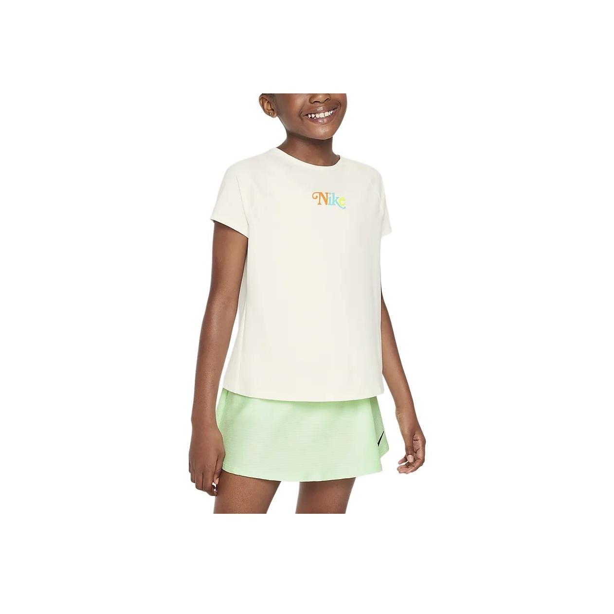 

Nike Круглый вырез свитера быстросохнущий дышащий буквенный принт короткий рукав футболка детские топы парусно-белый HM4590-133 XL