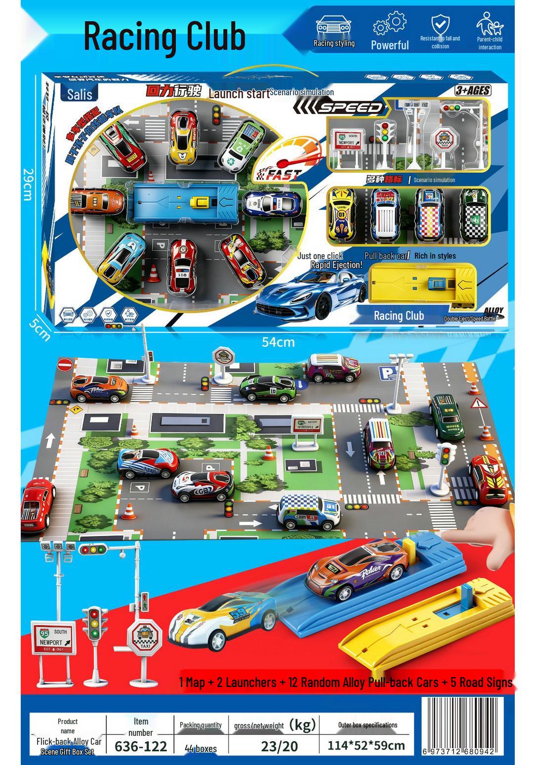 Pull-Back Alloy Racing Car Scene Gift Set for Boys - Children s Toy