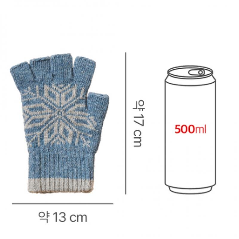 Daiso Rukavice na prsty se vzorem sněhových vloček modré