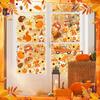 2 Sheet 64 Pcs Thanksgiving Gel Window Clings Fall Thick Gel Cling Removable Reble Autumn Harvest Window Sticker Pumpkin Maple Leaves Gnome Decal for