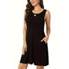Sleeveless Loose Mini Dress  Summer Beach Vacation Casual Dress Pocket Sleeveless Dress