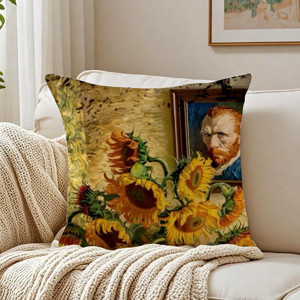Van Gogh Starry Sky Oil Painting Cushion Cover Pillowcase Antidustmite Living Room Sofa Decor Cushion Room