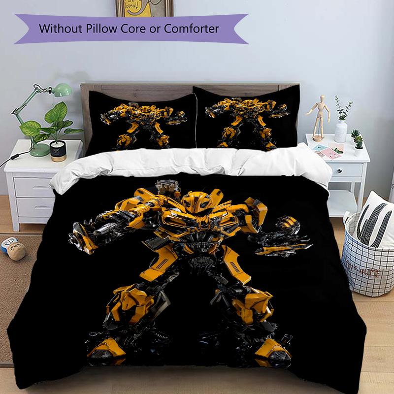 Transformers Bumblebee Action Figure Print 3Pcs Bedding Setduvet Cover With 2 Bedropillowcase Home Birthday Gift