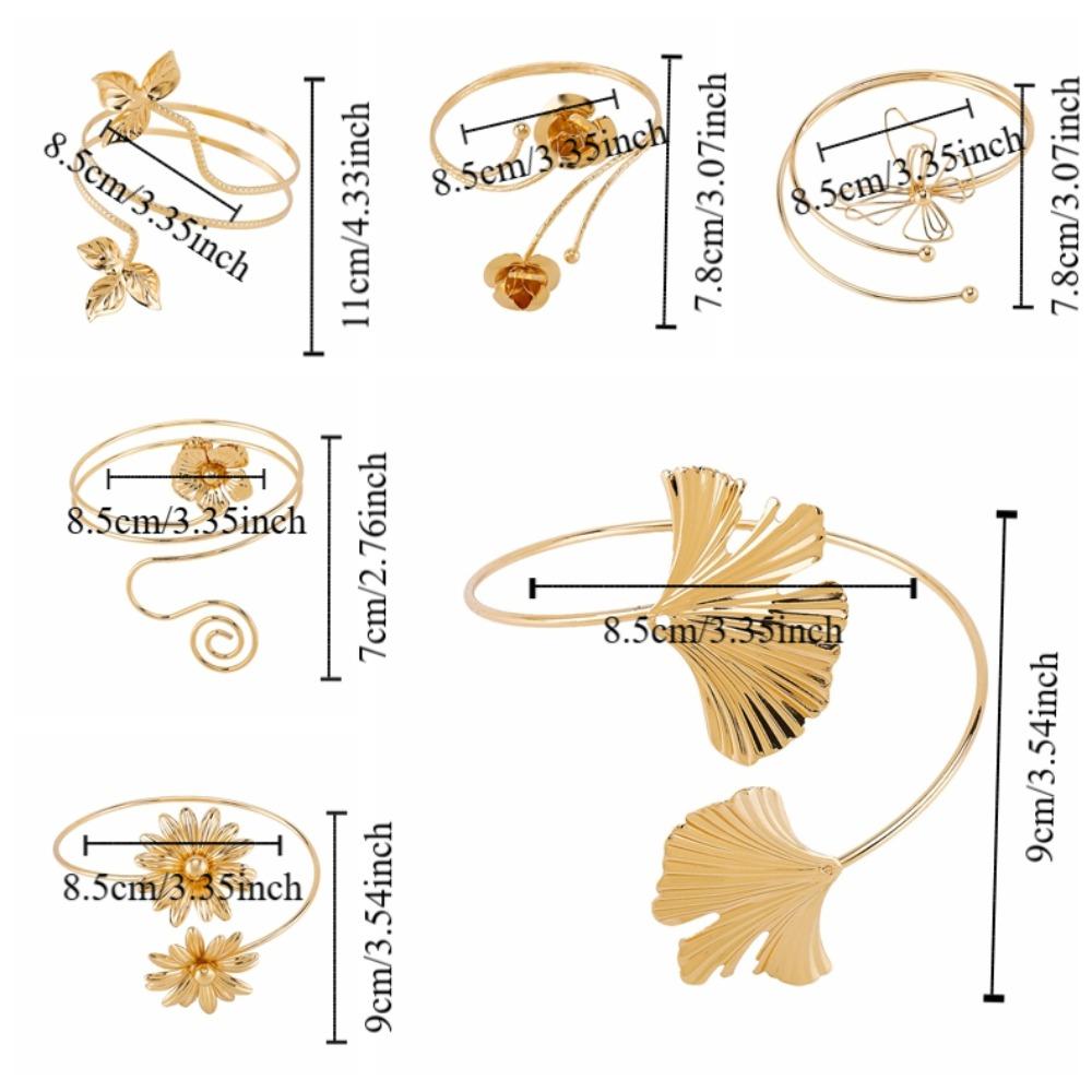 Butterfly Opening Cuff Bracelets Leaf Circle Upper Arm Bracelet Flower Armband Arm Chain  Party