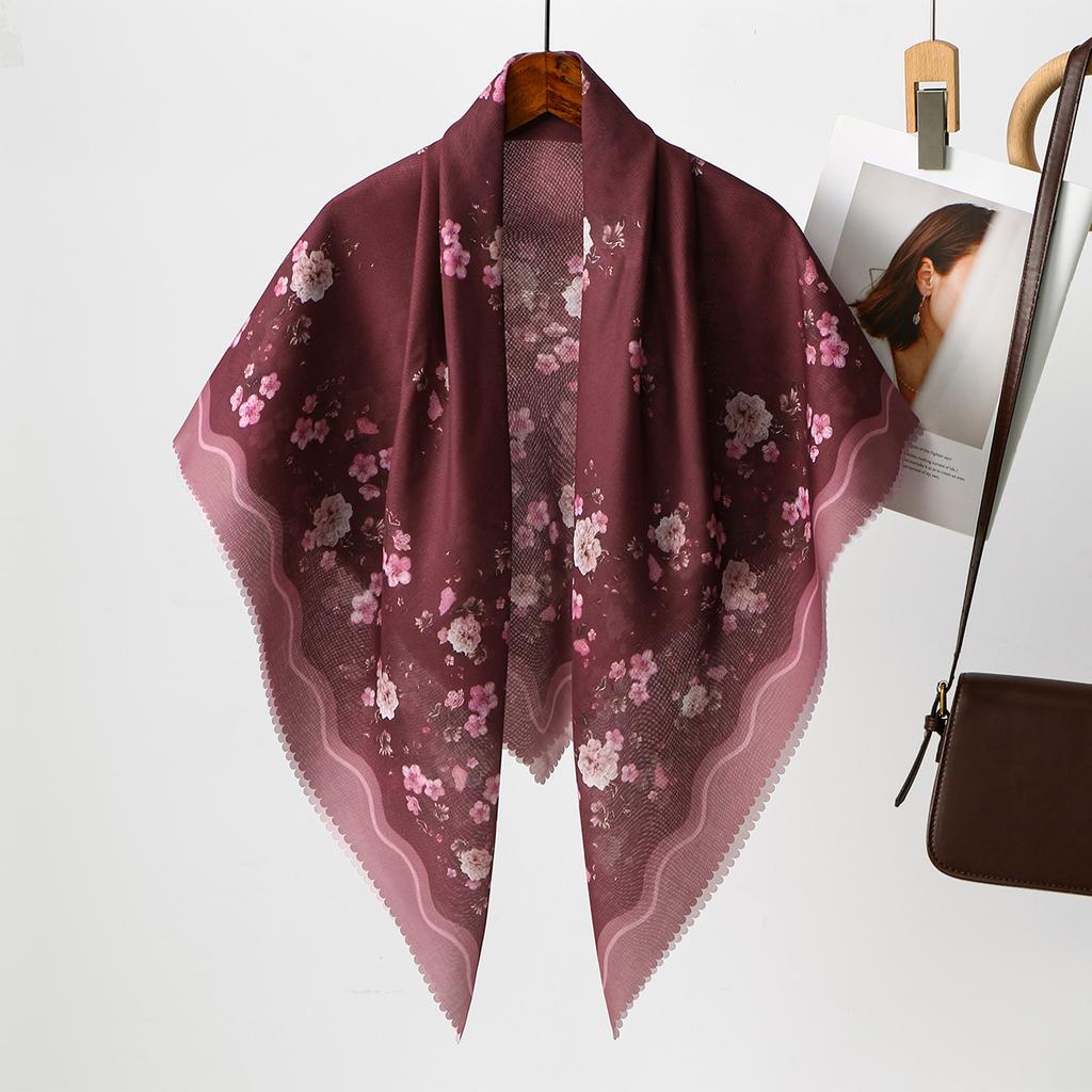 Blumenmuster Wellen Viskose Quadratisches Tuch Muslimische Hijabs Baumwoll Kopftuch Damenmode Malaysia Taschentuch Foulard 110*110cm