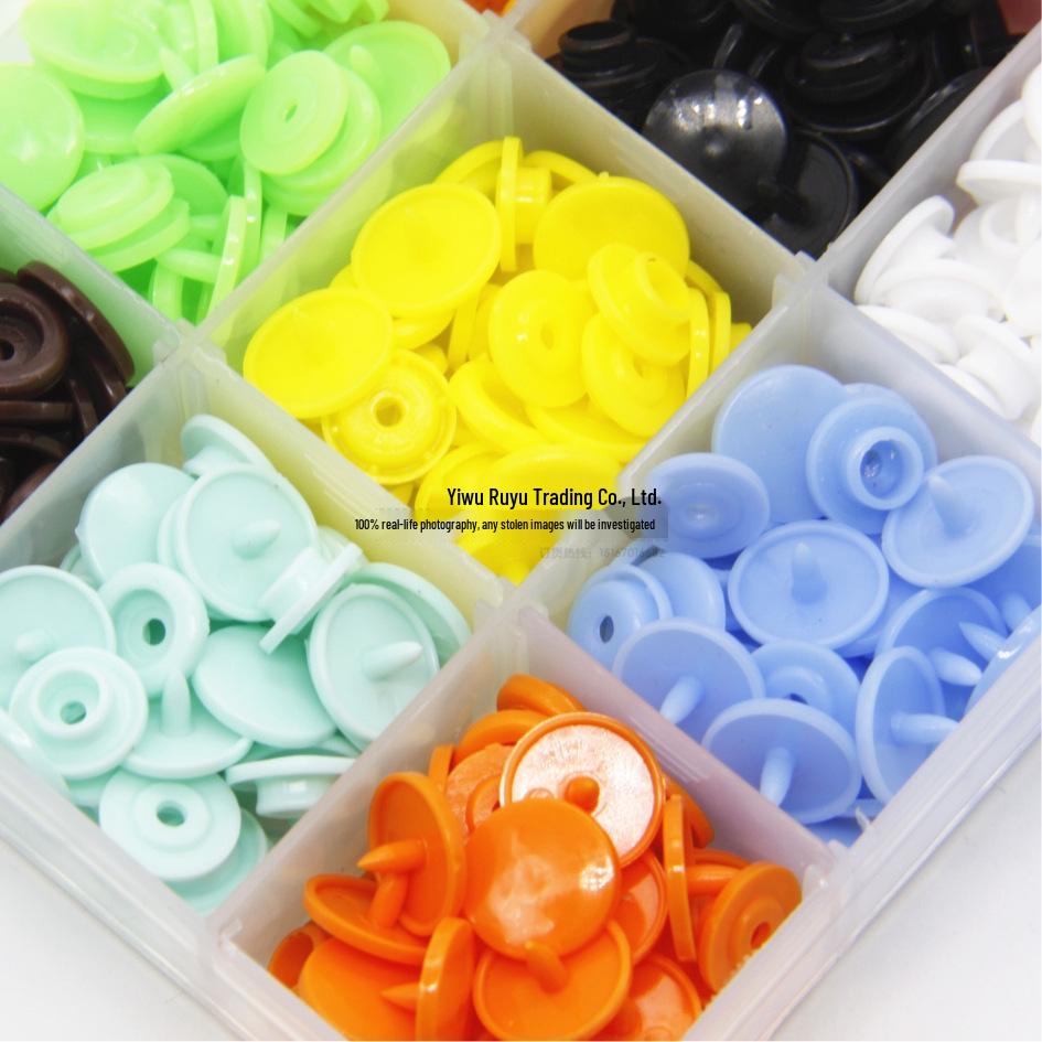 15-Color Resin Snap Fasteners & T5 Tool Set: Multicolored Plastic Buttons for Baby and Children Projects
