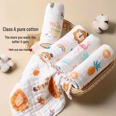 Pure Cotton Six-Layer Baby Gauze Towel - Newborn Washcloth, Face & Drool Towel, Handkerchief, Class A Baby Towel