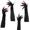 Halloween Lange Vampirklauen-Handschuhe mit falschen Nägeln für Cosplay-Kostümparty