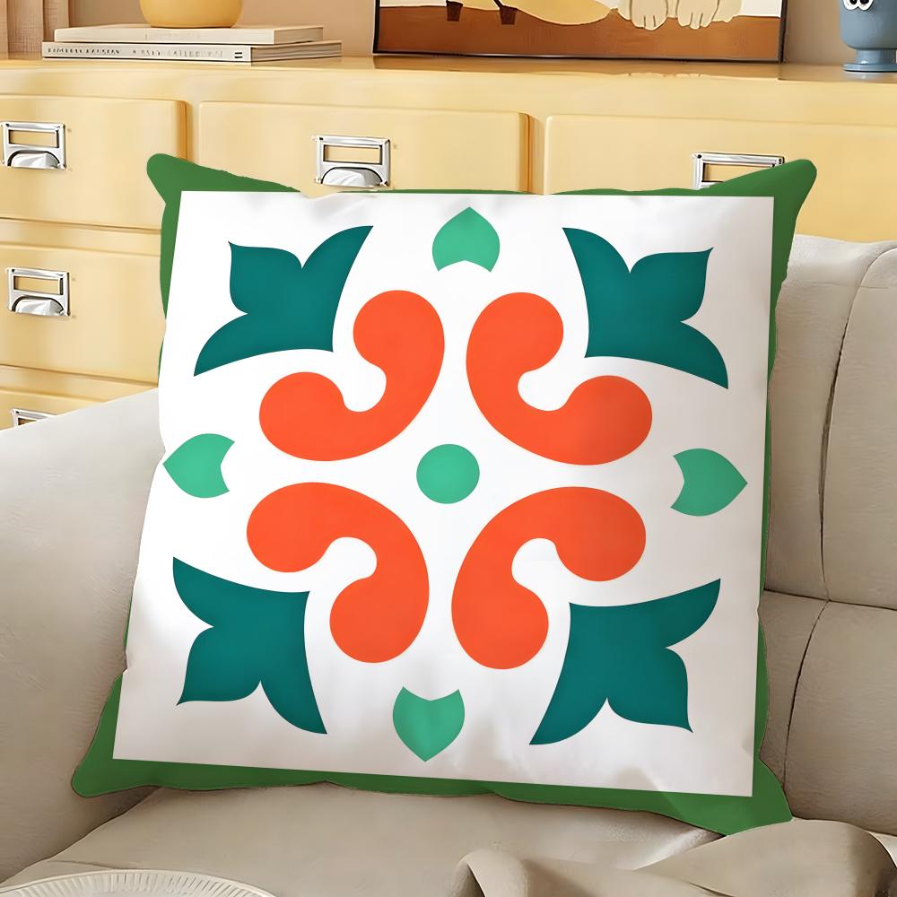 Exotic Portuguese Pattern Cushion Cover Soft Durable Reversible Pillow Cover Home  Car MultiScene Daily Comfort Pillowcase