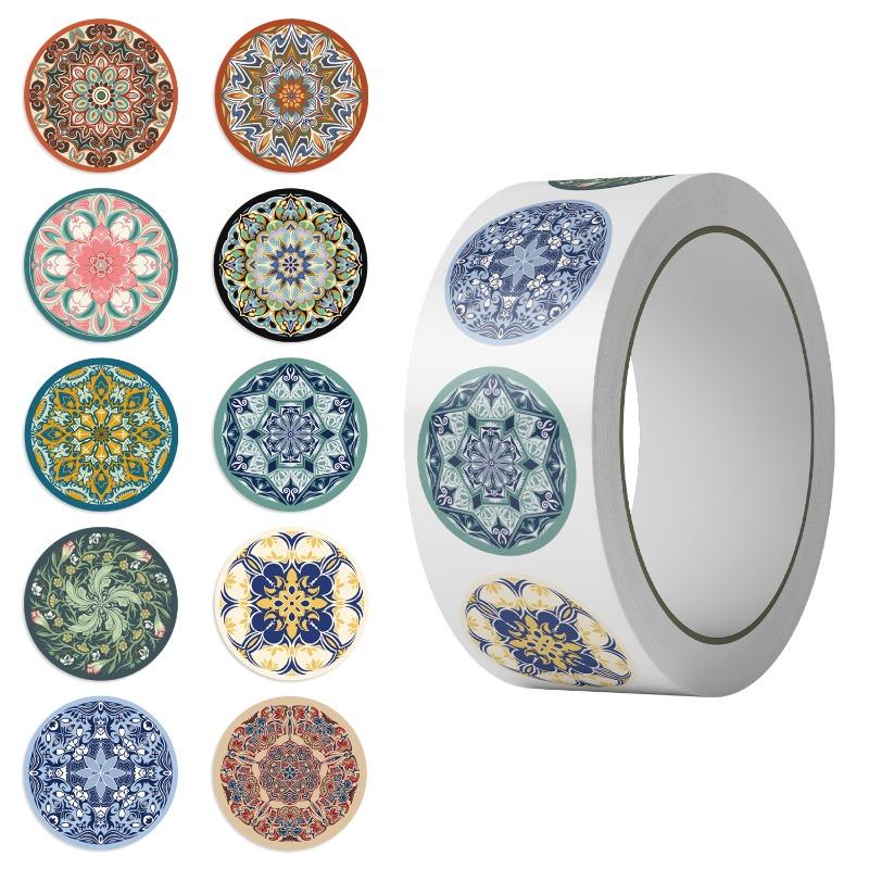 500 Sheets / Roll Retro Pattern Cartoon Series Roll Stickers - Waterproof Decorative Phone Case and Cup Stickers