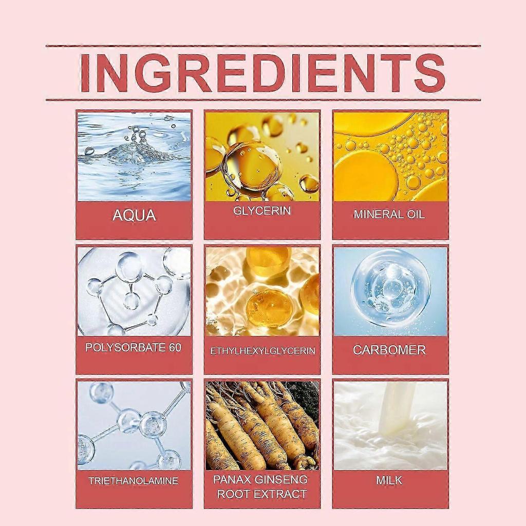 Revitalisierende & Straffende Gesichtsessenz mit Ginseng & Milch Anti-Aging, Feuchtigkeitsspendendes, Faltenreduzierendes Serum für Alle Hauttypen zur Steigerung der Elastizität und Yo