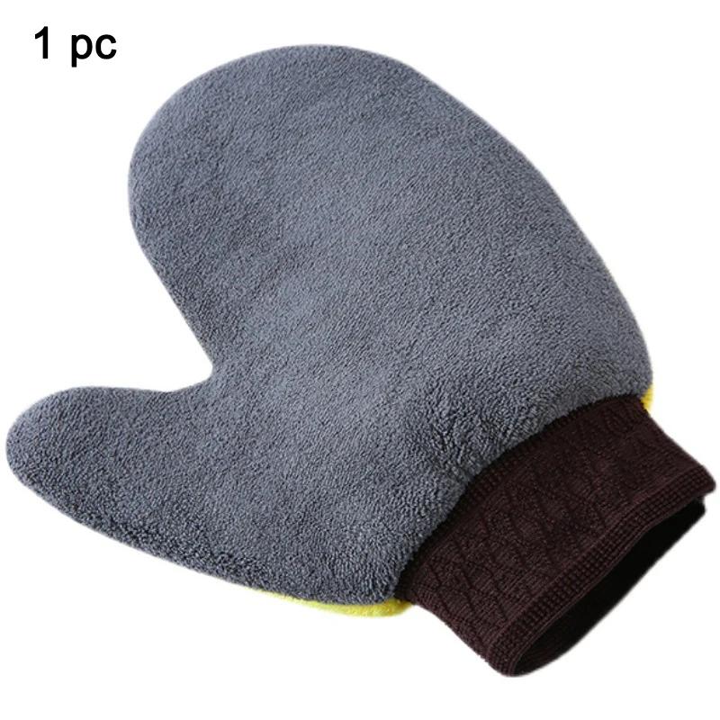 

Перчатка для чистки автомобиля, щетка, толстые двухсторонние перчатки из микрофибры кораллового флиса, рукавица для чистки автомобиля, щетка для ухода за воском и деталями автомобиля жёлтый/серый