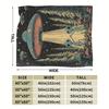 [Holiday Cheer] Whimsical UFO and Alien Encounter Fleece Blanket - Soft Polyester, Colorful Outdoor and Home Decor, Ideal for Va