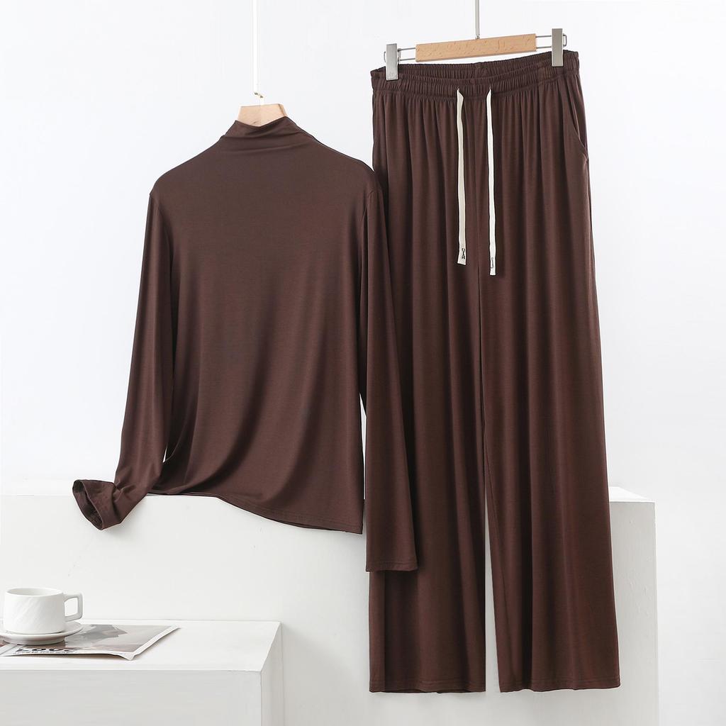 Damen Hochhals Langarm Pyjama-Set mit Schulterschutz - Weich, Glatt, Große Größen Sommer Nachtwäsche