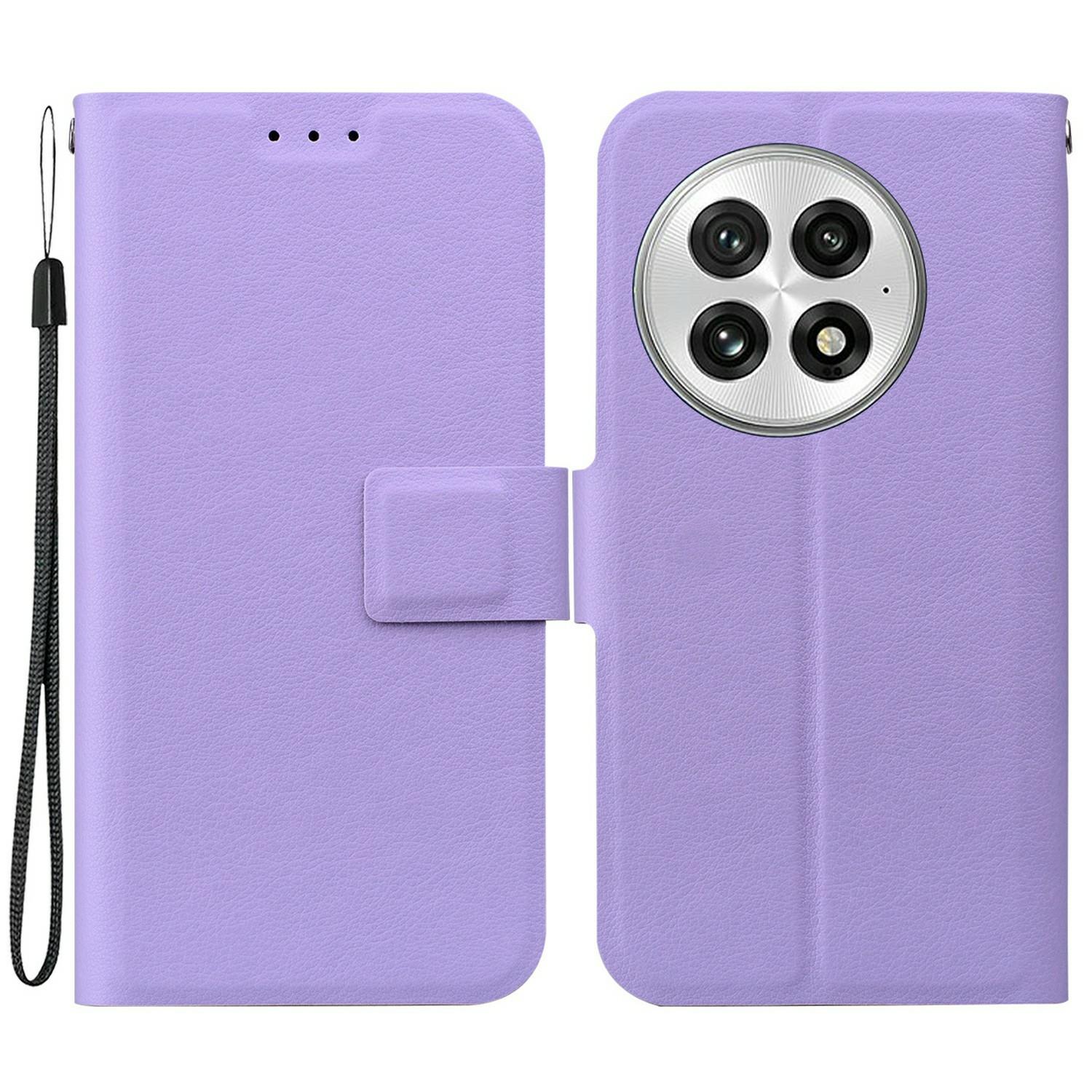 

For OnePlus 13 Case Ultra-Thin PU Leather+TPU Phone Cover with Card Slot Purple