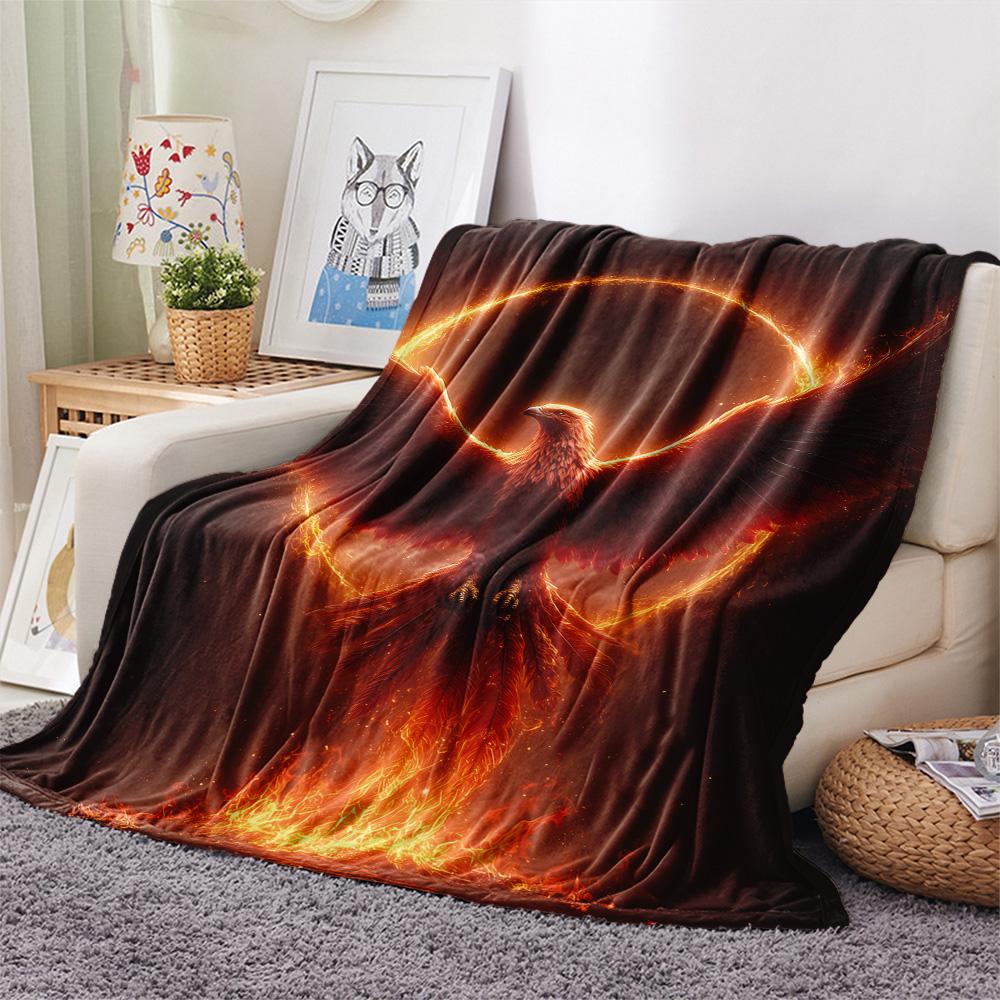 Flame Phoenix  Print Flannel Blanket, High quality Comfortable for All Seasons, Home Decor, Warmth and Comfort