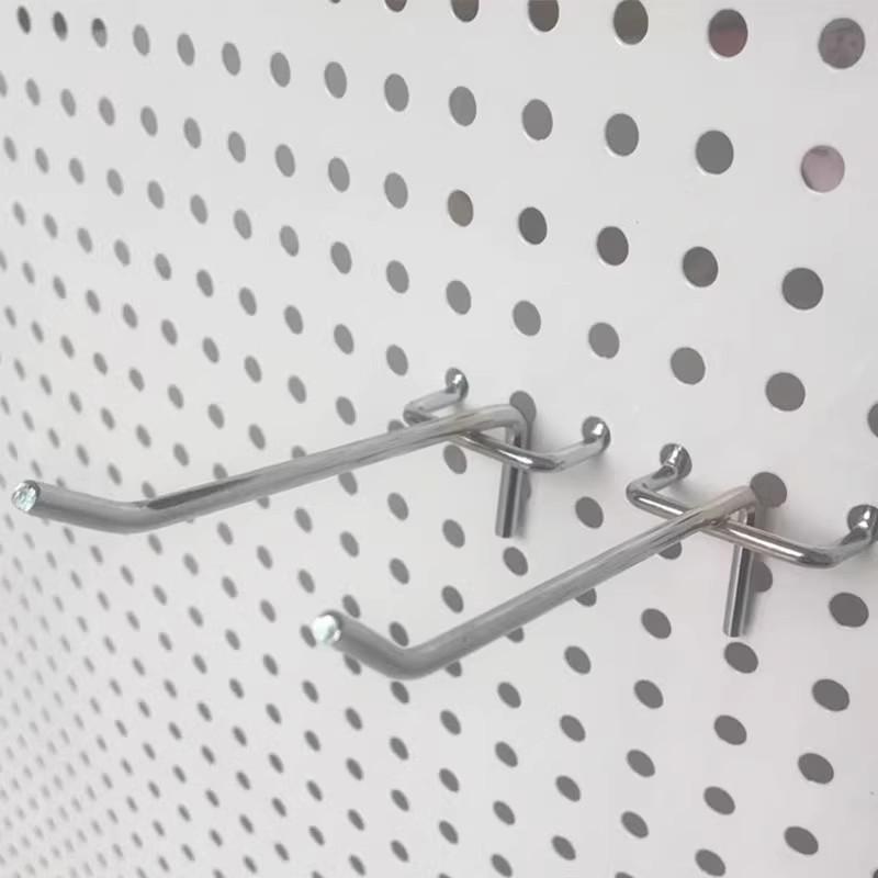 Wall-Mounted Stainless Steel Pegboard Organizer Shelf