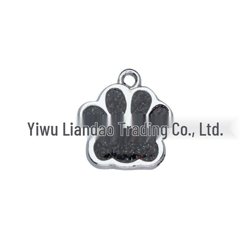 Small Glitter Dog Paw Print Pendant - Zinc Alloy Pet ID Tag (17x18mm)