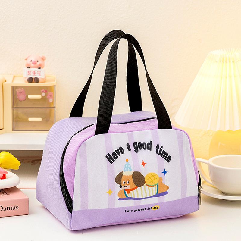 Cartoon Cute Fresh Cooler Lunch Bag For Children Aluminum Thermal Oxford Lunch Box Waterproof Nylon Portable Zipper Food Hangbag