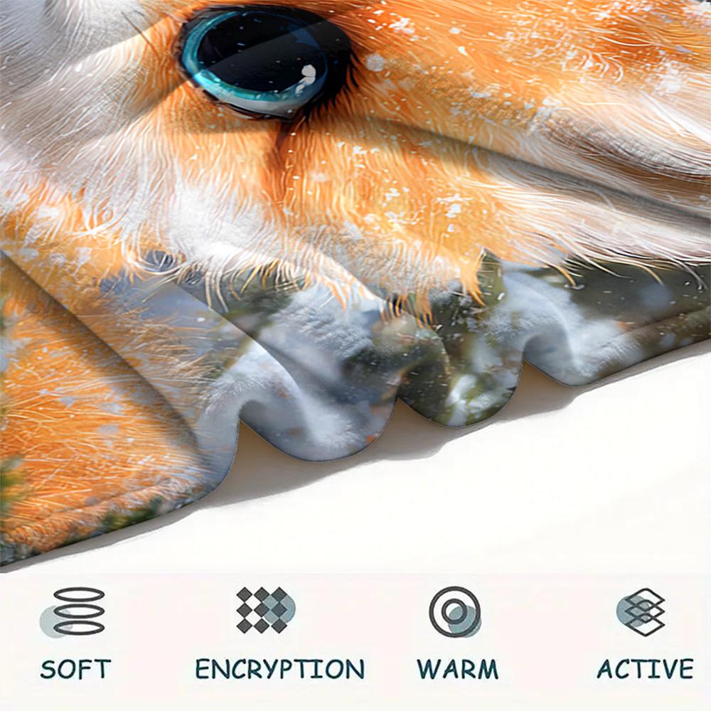 Fox Print Flannel Blanket, High quality Comfortable for All Seasons, Home Decor, Warmth and Comfort, Perfect for Christmas Gifts