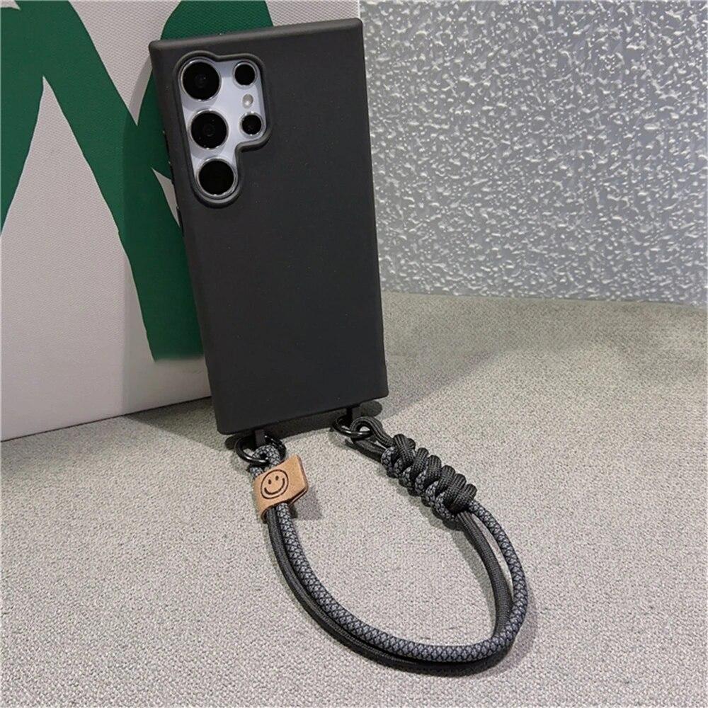 Crossbody Braided Lanyard Rope Case For Samsung S24 Ultra S23 FE S22 S21 Plus S20 FE A15 A05 A35 A55 A54 A34 A33 A53 A73 A52 A72 Soft Cover