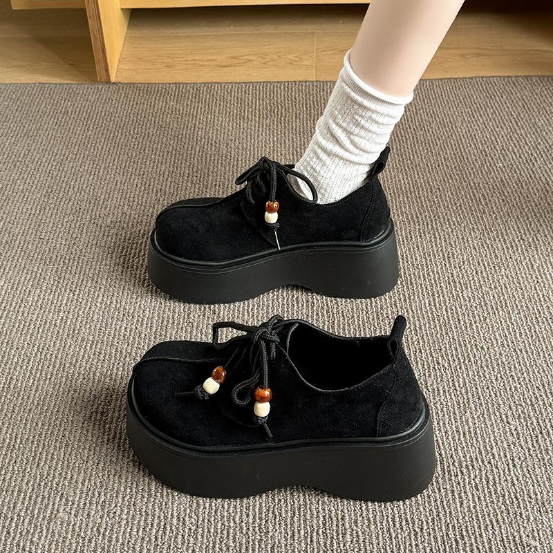 

Женская мода Матовая мягкая кожа Поддержка свода стопы Толстая подошва Удобная амортизация Износостойкая Противоскользящая Повседневная Спортивная обувь Lefebvre 40 чёрный