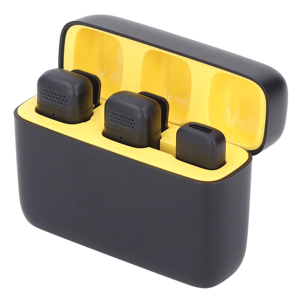 Wireless Lavalier Mic System with Charging Case 2 Transmitter 1 Receiver Lapel Microphone for IOS