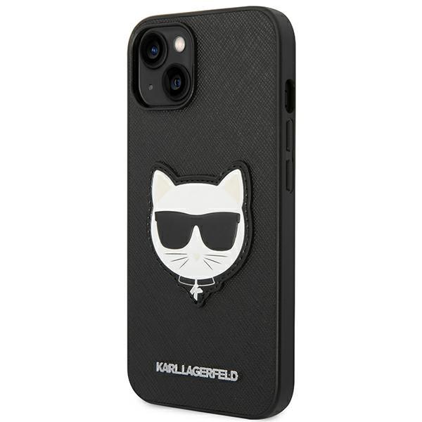 Karl Lagerfeld KLHCP14MSAPCHK iPhone 14 Plus / 15 Plus 6.7" Hardcase Black/black Saffiano Choupette Head Patch