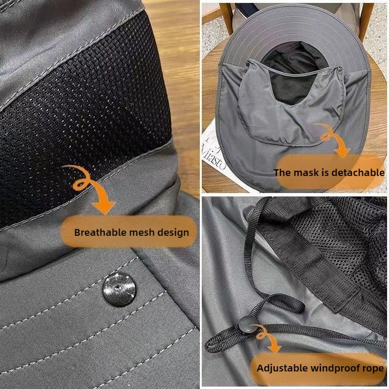 Unisex Summer Wide Brim Waterproof Quick-Drying Panama Caps Outdoor Visor Bucket Hats Mesh Breathable Sun Hat With Neck Flap