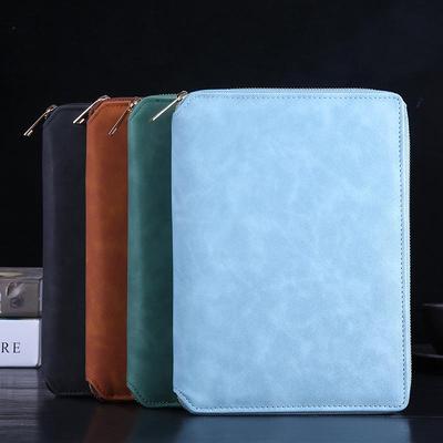 A5 Leather Zippered Business Notebook & Multifunctional Manager Folder