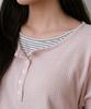 Sayu Soft Layered Henley Neck T-Shirt Dusty Pink