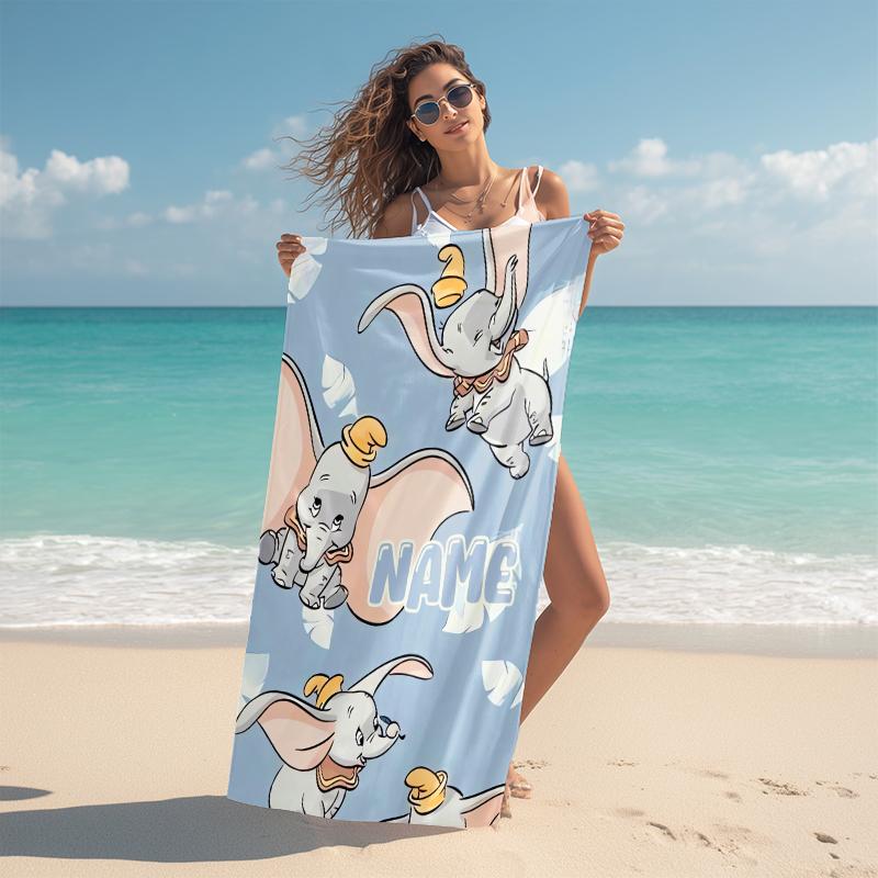 Personalized "Baby Dumbo Adventure" Beach Towel Microfiber Beach Towel Thin Absorbent for Beach Swimming Yoga Bath Sports. 0910320