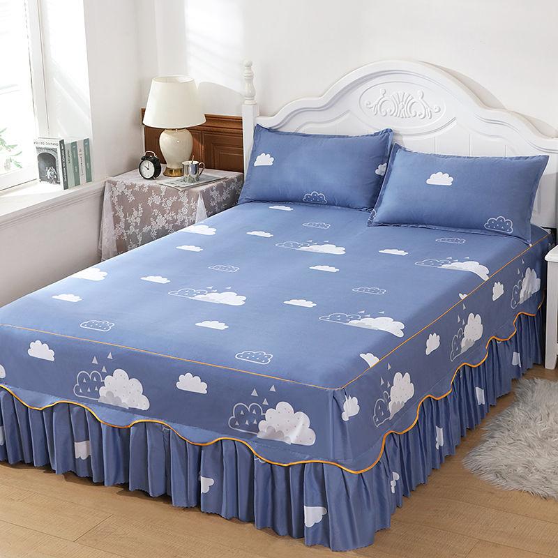 Non-slip Bed Skirt with 2 Pillowcases High Quality Simmons Protective Cover Soft Bedspread for Home