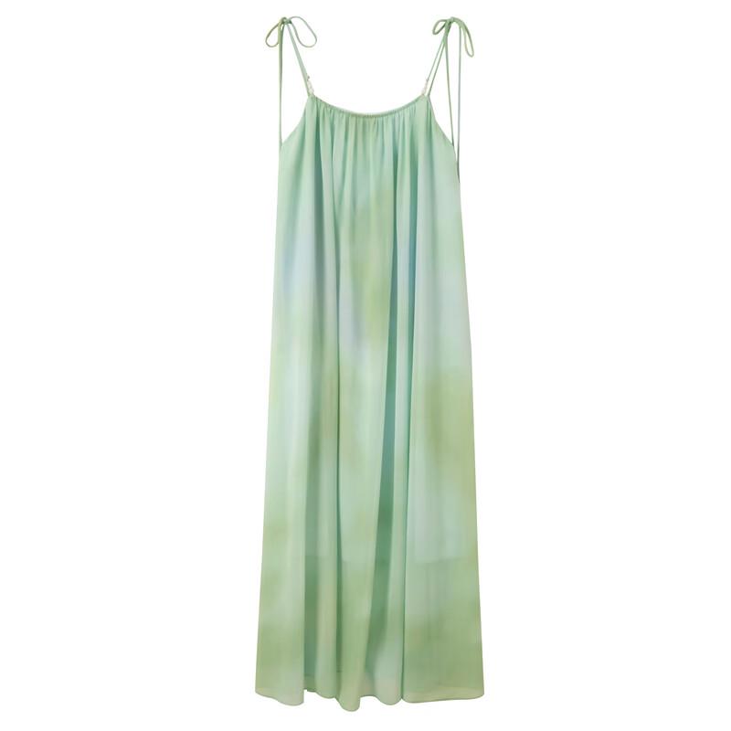 Sancai 2025 Summer Tie-Dye Spaghetti Strap A-Line Maxi Dress