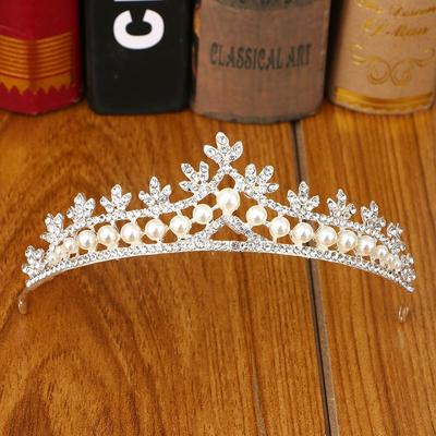 Bridal Jewelry Crown Alloy Diamond High-gloss Pearl Crown Tiara Crown Phoenix Crown Wedding Dress Accessories Jewelry